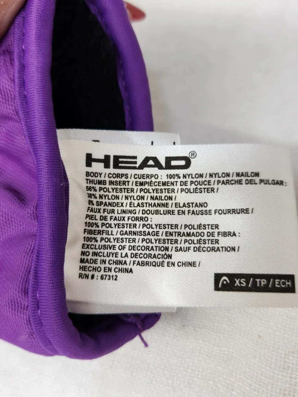 Head Girls XS Youth Purple Winter Mittens Gloves Fleece Lined